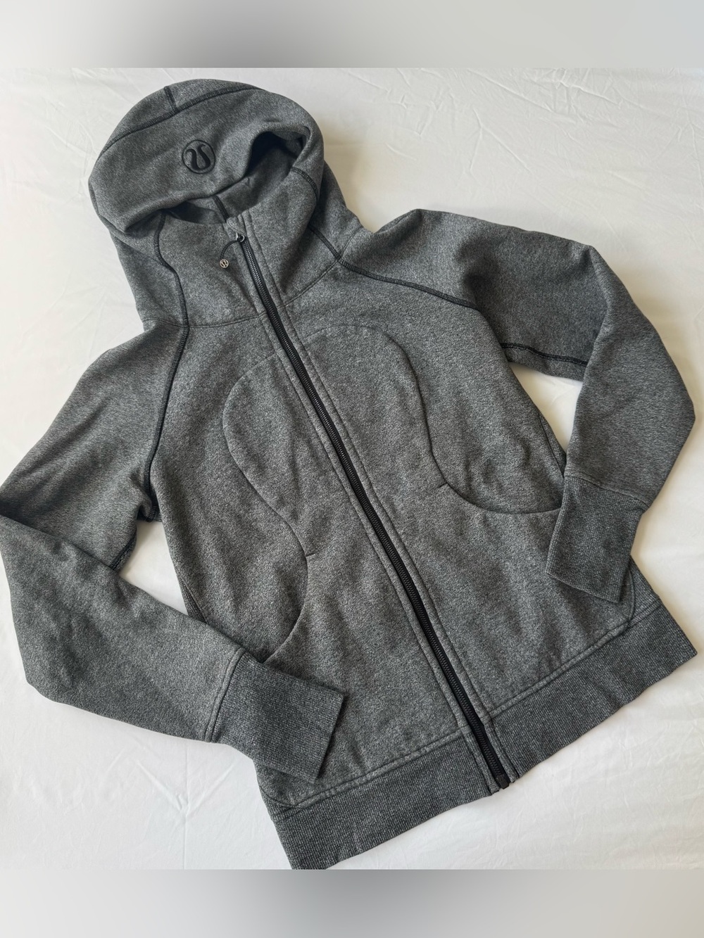 Lululemon Grey Fitted Scuba Hoodie - Size: 10